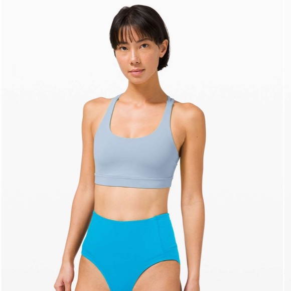 Lululemon Energy Bra Medium Support B-D in Blue Linen, Sz 6 - Picture 3 of 6